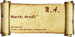 Marth Arnó névjegykártya